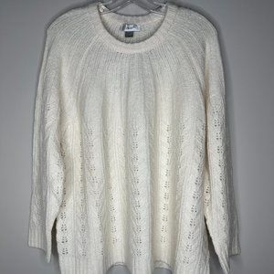 CJ Banks Size 1X Winter White Crew Neck Sweater, new/NWT